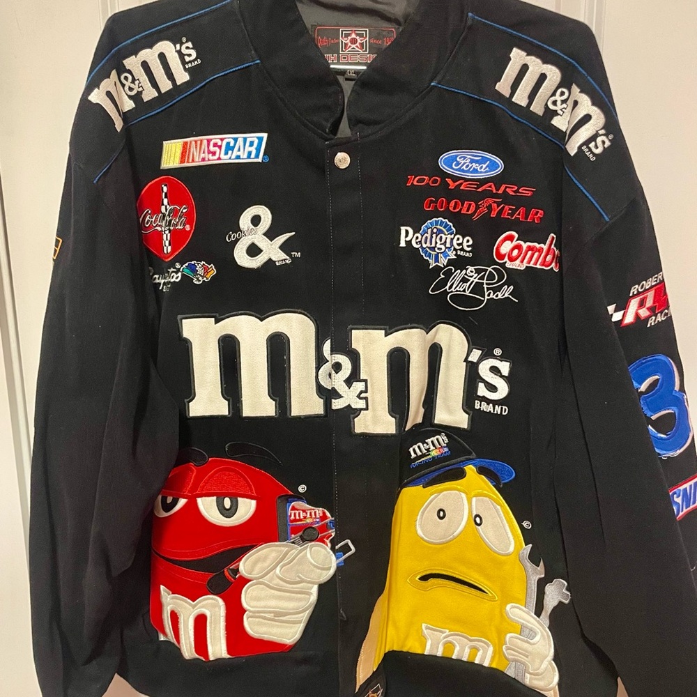 Vintage Men’s 2000s M&M'S Racing Jacket - Black with Red and Yellow Characters